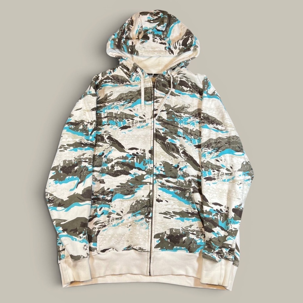 RARE Oakley Snow Nickel Tiger White Camo Full Zip Hoodie Sweatshirt Size XL Ski